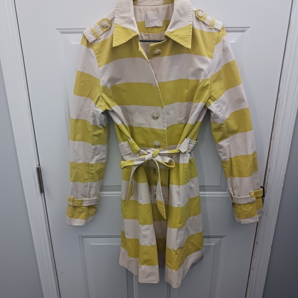 LOFT Jackets & Blazers - LOFT Women's Yellow and Cream Striped Trench Coat